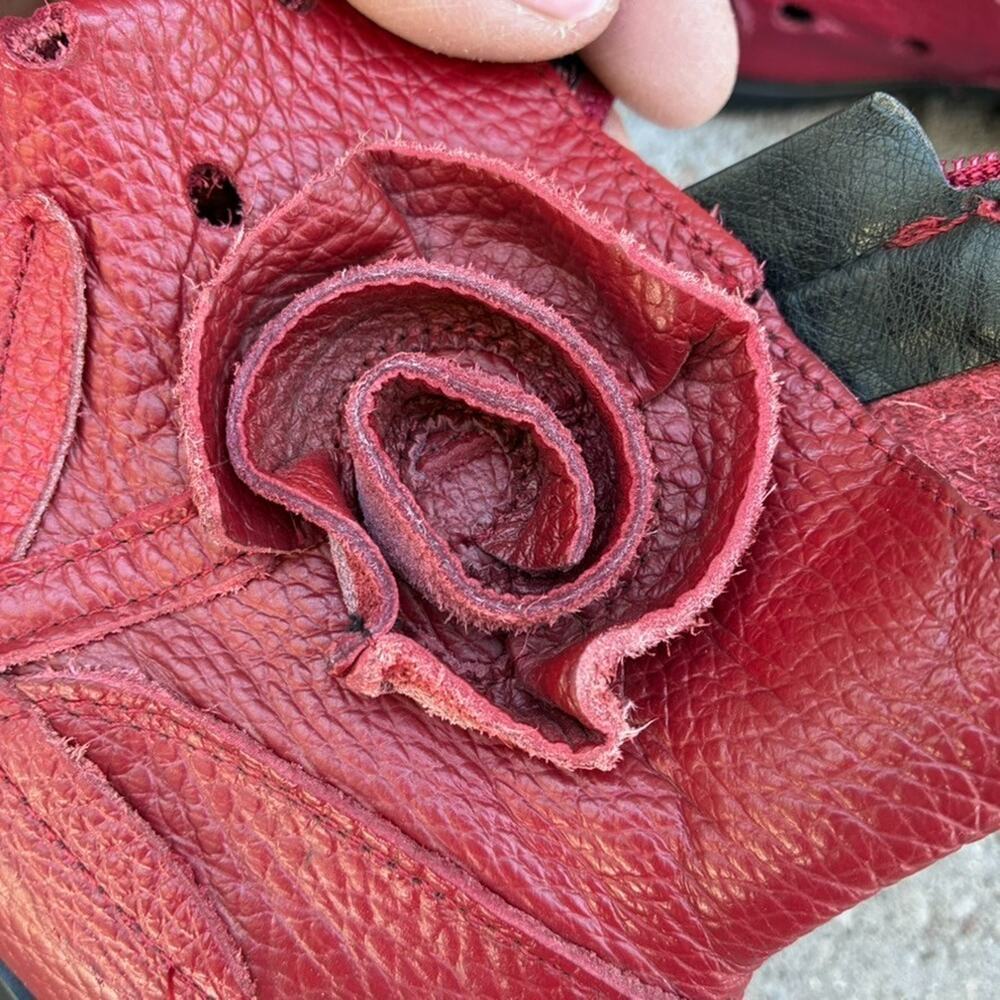 Red Leather Rose Ankle Boots Womens Side Zip 250 US 8.5-9 Boho Cottagecore Y2K - Picture 6 of 12